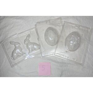 Vintage Life of the Party Easter Chocolate Candy Molds, Bunny & 2 Part Egg 3d